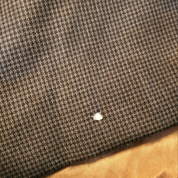 YSL Yves Saint Laurent Double Breasted Peak Lapel Houndstooth Wool Blazer Brown - Picture 12 of 12